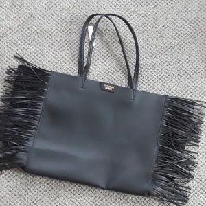 Large leather fringe bag